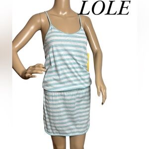 LOLE S BRILEY  DRESS halter short summer dress. spaghetti straps,stripes